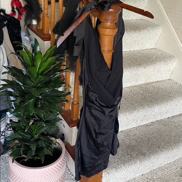 NWT White Fox Elegant Black Halter Dress & Lace Bralette Black Medium - Picture 6 of 15